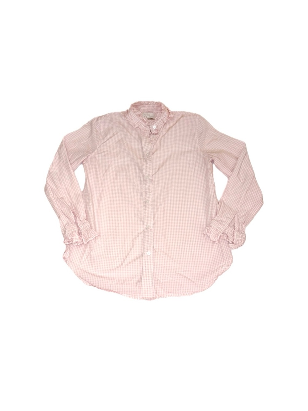 J.Crew Classic-Fit Ruffleneck Gingham Shirt Pink – Size 4